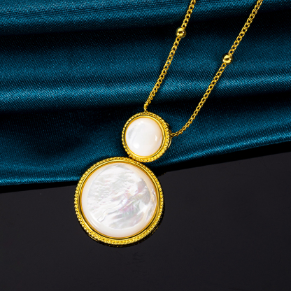 Minimalist Classic White MOP Double Circle Pendant