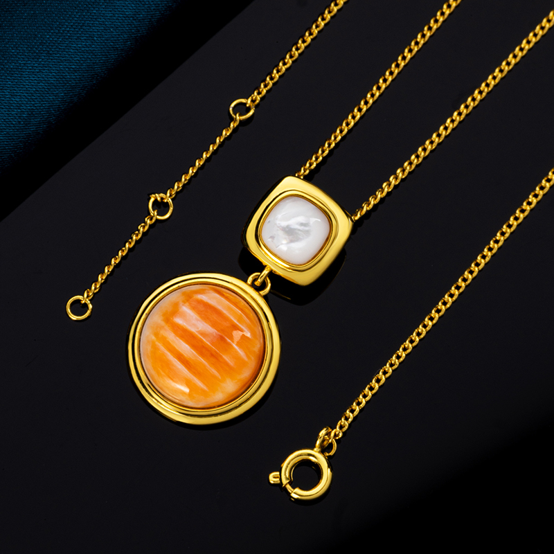 Baroque French Court Necklace | Natural Spiny Oyster Shell Pendant | Hand-Cast Vintage Jewelry