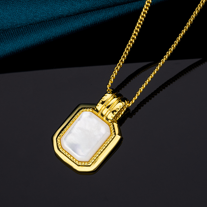 Minimalist Square MOP Perfume Bottle Pendant
