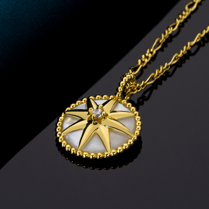 Deep Sea White MOP Octagram Pendant Necklace
