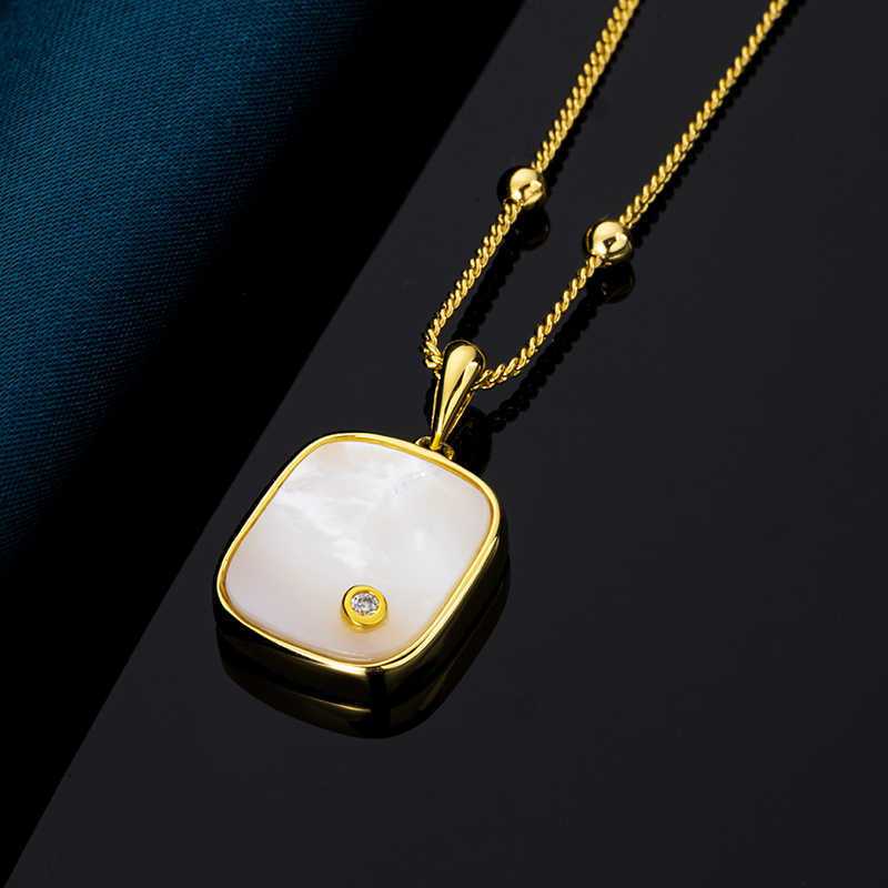 Refined White MOP Geometric Pendant 