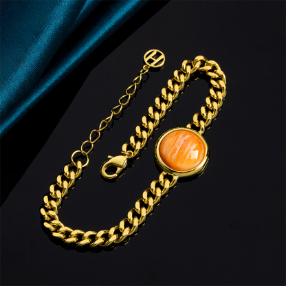 Natural Spiny Oyster Cuban Chain Bracelet | Circular Coastal Jewelry | Hand-Forged Urban Luxe