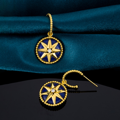 Lapis Lazuli Octagram 18K Gold Vermeil Earrings