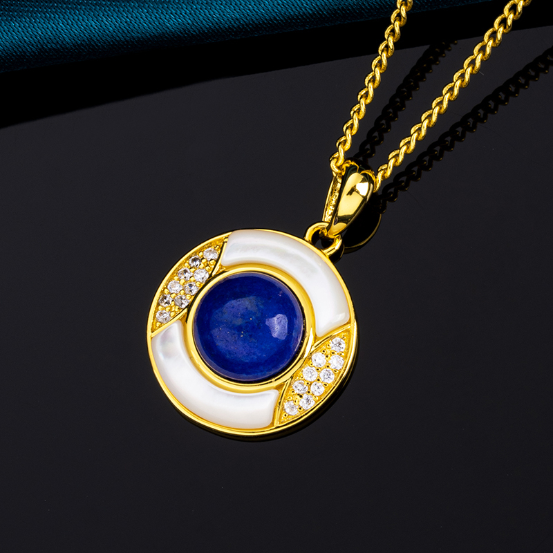 Lapis Lazuli & Mother of Pearl Pendant Necklace