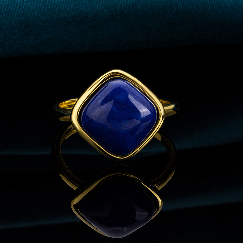 Square Lapis Lazuli Minimalist Ring