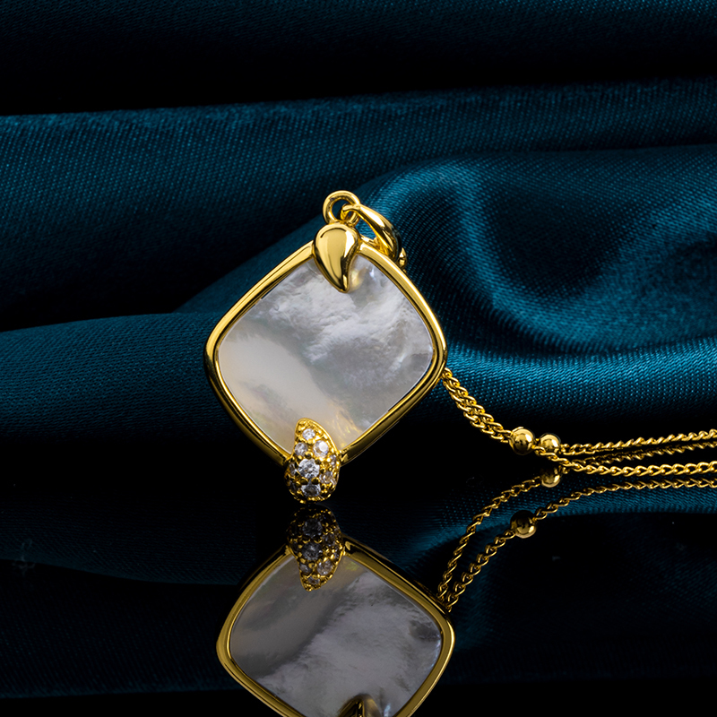 European Minimalist Square MOP Necklace