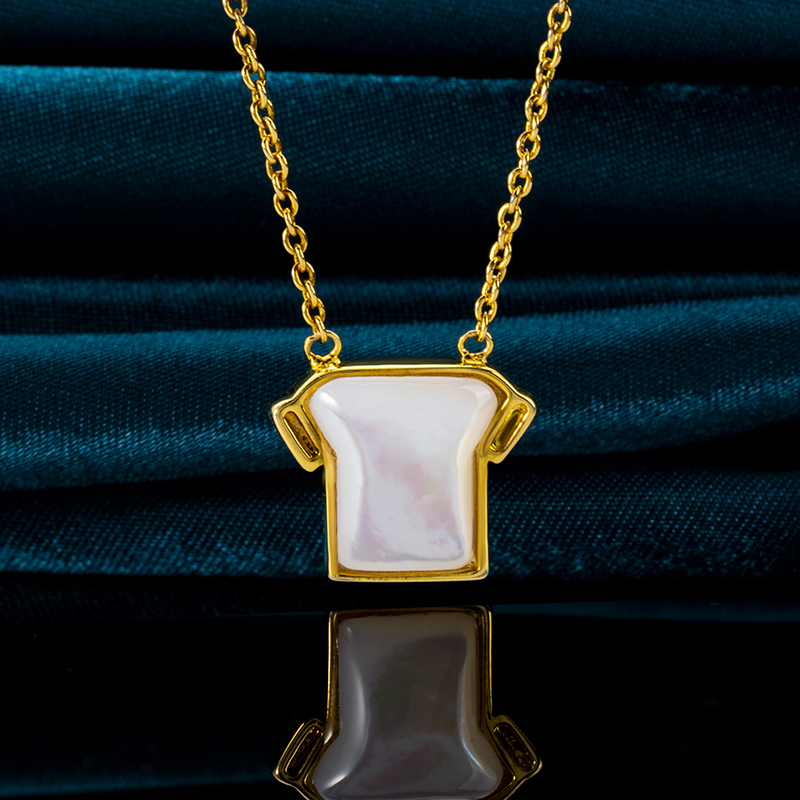 White MOP T-Shirt Shaped Necklace