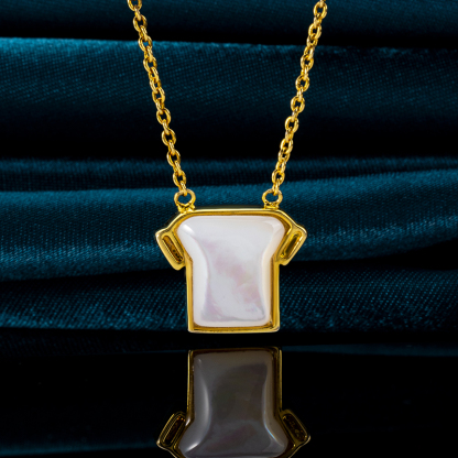White MOP T-Shirt Shaped Necklace