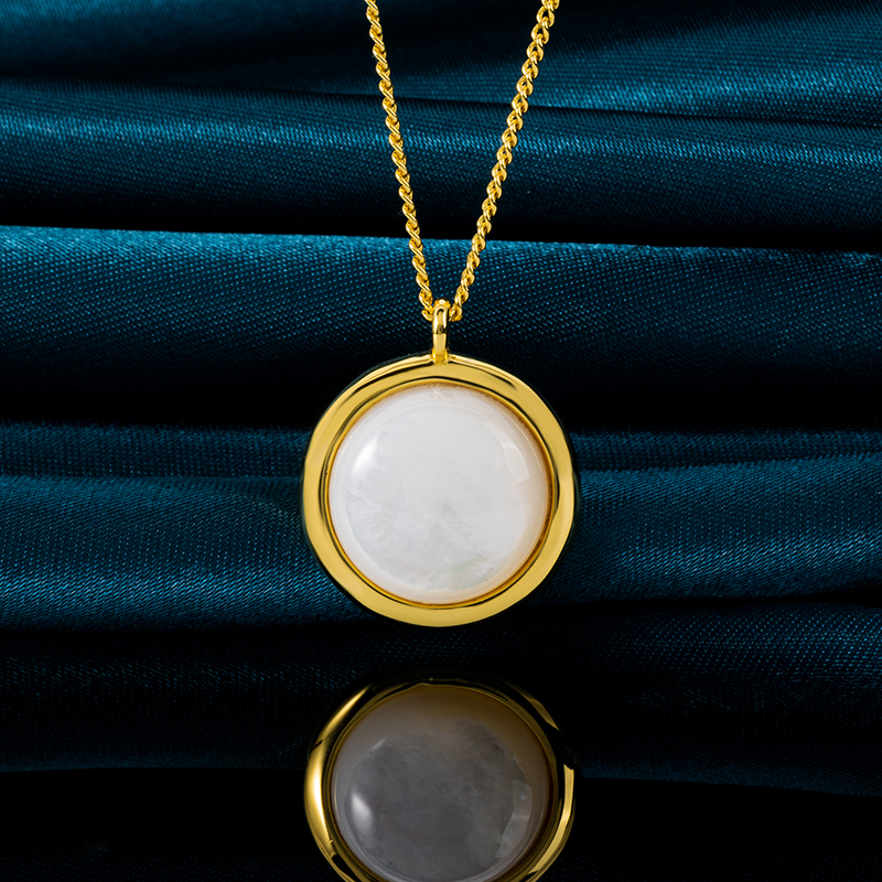 Minimalist Round White MOP Necklace Gift for Her
