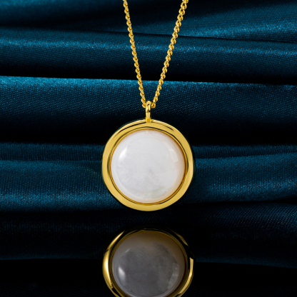 Minimalist Round White MOP Necklace Gift for Her