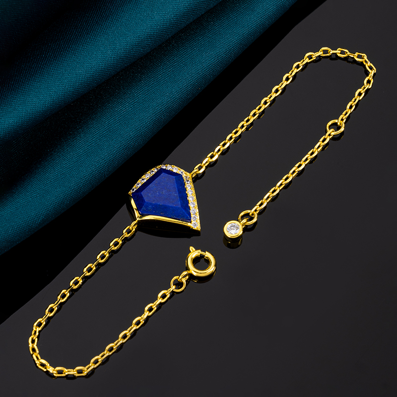 Natural Lapis Lazuli Geometric Triangle Bracelet