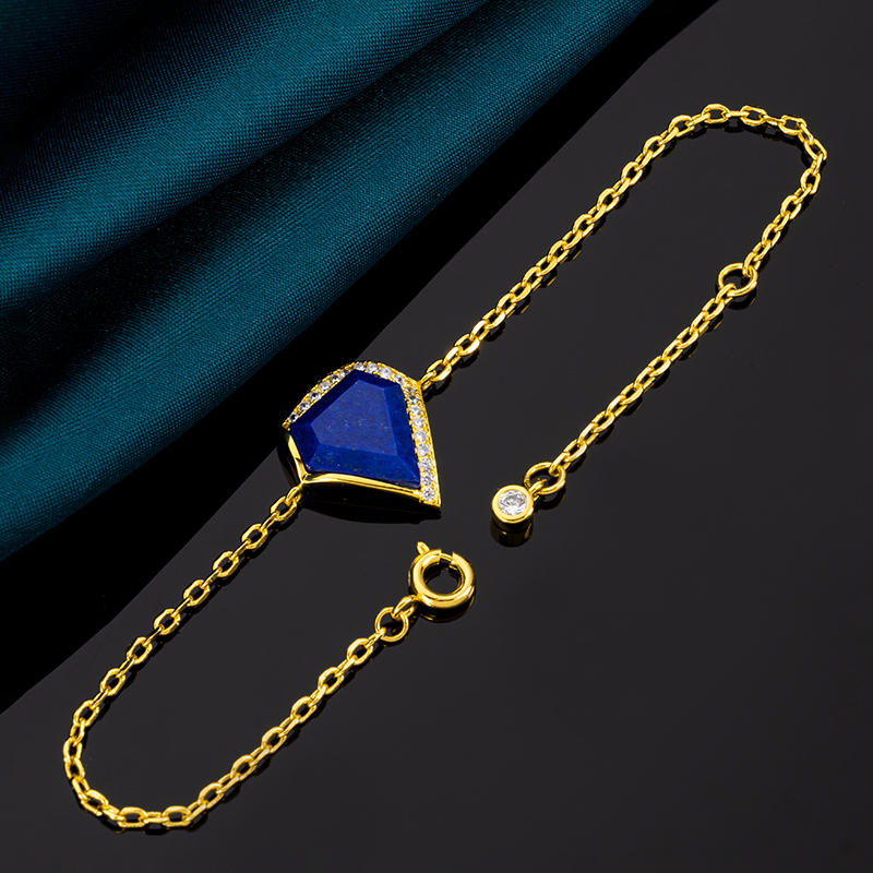 Natural Lapis Lazuli Geometric Triangle Bracelet
