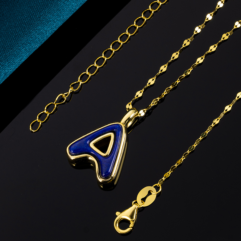 Electroformed 999 Silver Letter Lapis Lazuli Necklace