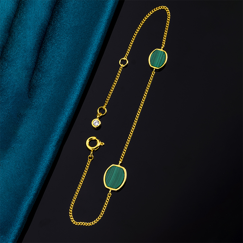 Minimalist Geometric Malachite Bracelet