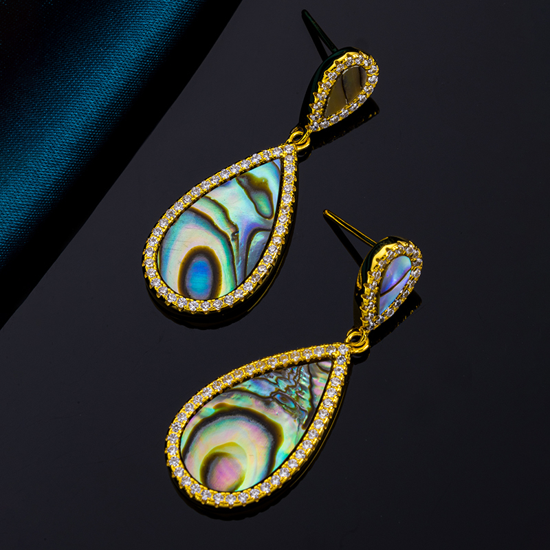 Bestselling Teardrop Abalone Stud Earrings - Iridescent
