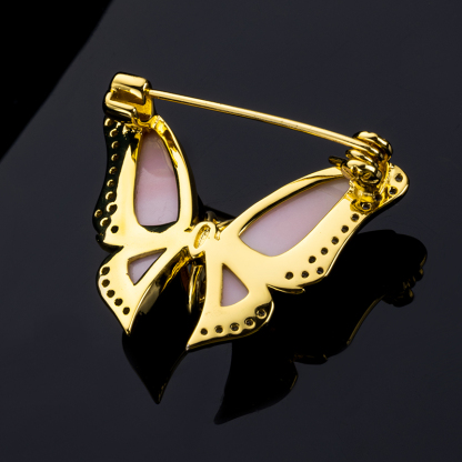 Luxury Pavé Butterfly Brooch: Natural Queen Conch