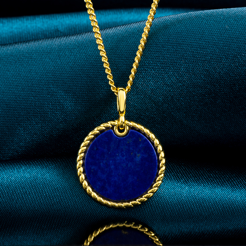 Geometric Lapis Lazuli Disc Necklace - Vintage