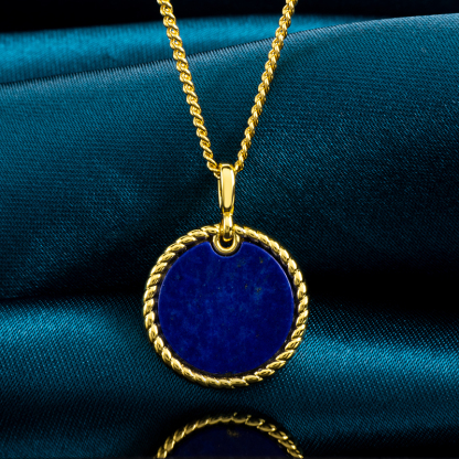 Geometric Lapis Lazuli Disc Necklace - Vintage