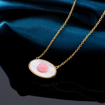 Natural Queen Conch Mother of Pearl Evil Eye Necklace (Unique Design)