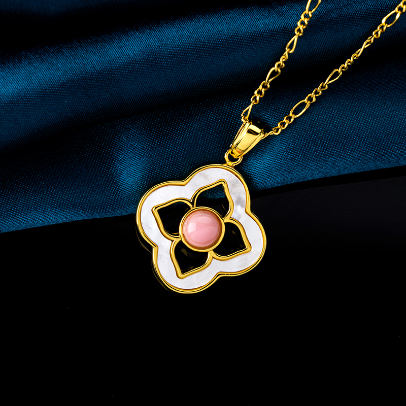 Natural Mother of Pearl Clover Necklace | Deep Sea Shell Elegant Gift for Women