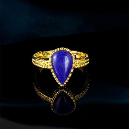 Adjustable Lapis Lazuli Teardrop Ring – A Crown Jewel for the Unconventional