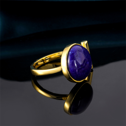 Lapis Lazuli Inlay Circular Band – Instagram-Worthy Adjustable Statement Jewelry