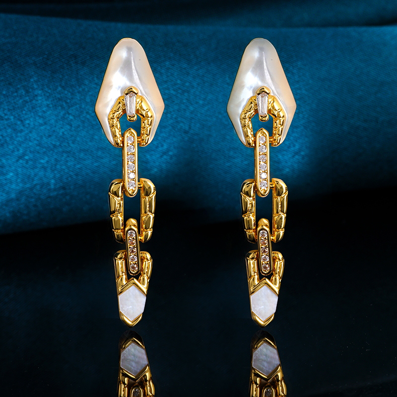 Sacred Serpent Mother of Pearl Earrings
