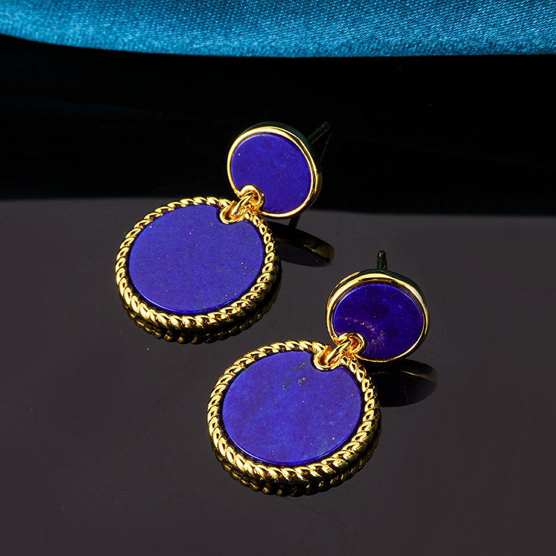 Lapis Lazuli Round Earrings | Baroque-inspired Vintage Drops & Studs – Handcrafted Luxury Jewelry with Artisan Elegance