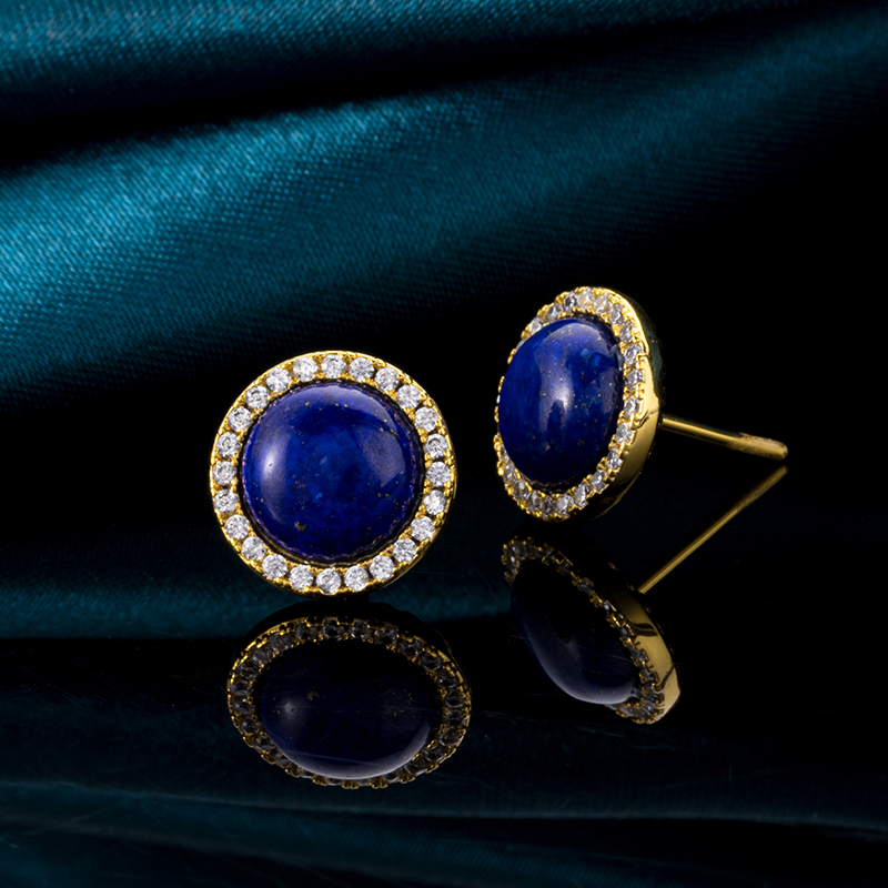 Natural Lapis Lazuli Gold-Plated Hoop Earrings - Timeless Luxury Jewelry with Versatile Elegance (Premium Everyday Accessories)