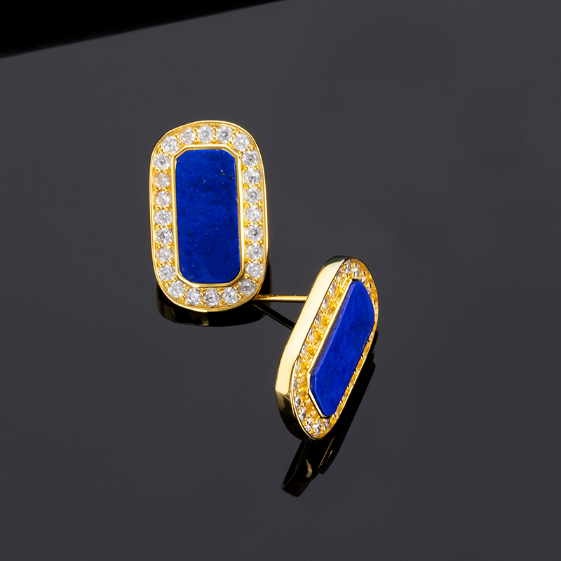 Deep Blue Lapis Square Earrings – Timeless Sterling Silver Studs for Women