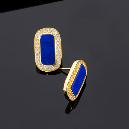 Deep Blue Lapis Square Earrings – Timeless Sterling Silver Studs for Women