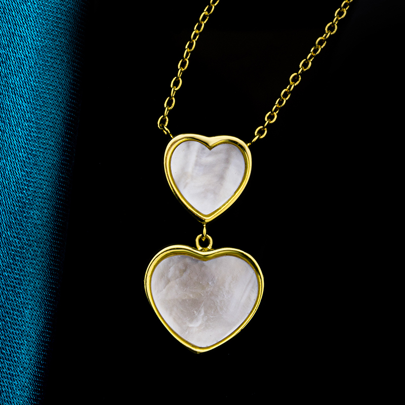 French-Style Romantic Double Heart Necklace