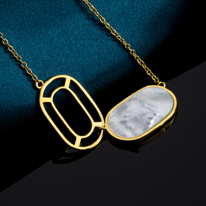 Natural Mother of Pearl Pendant Necklace - Gold Plated Minimalist Jewelry for Daily Elegance