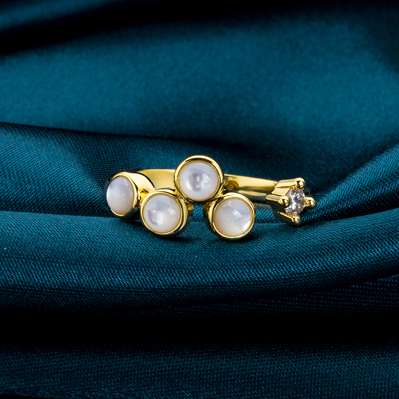 Iridescent Shell Adjustable Ring - Boho Lightweight Gift