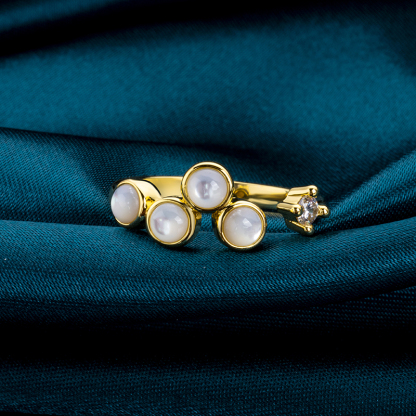 Iridescent Shell Adjustable Ring - Boho Lightweight Gift