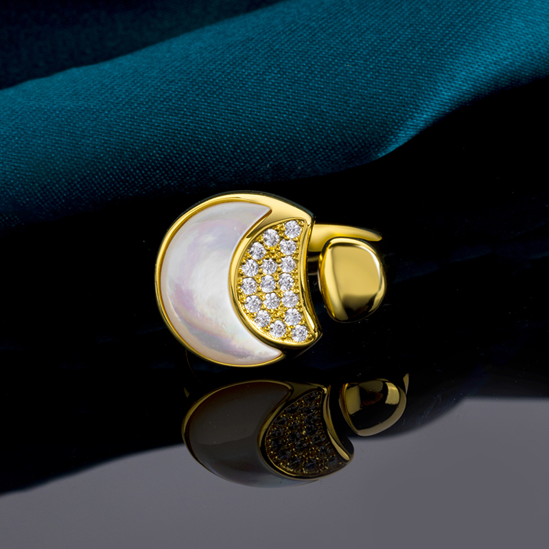 Gleaming Moon & Stars Mother-of-Pearl Ring