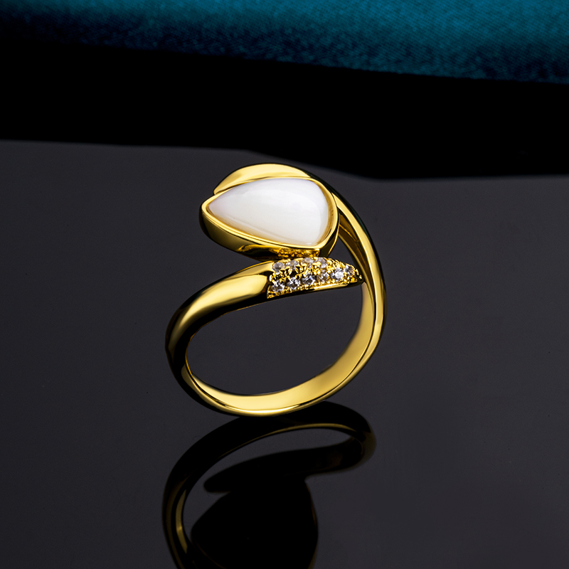 Playful Triangle Mother-of-Pearl Ring
