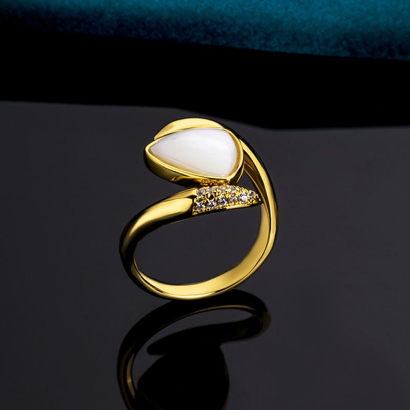 Playful Triangle Mother-of-Pearl Ring