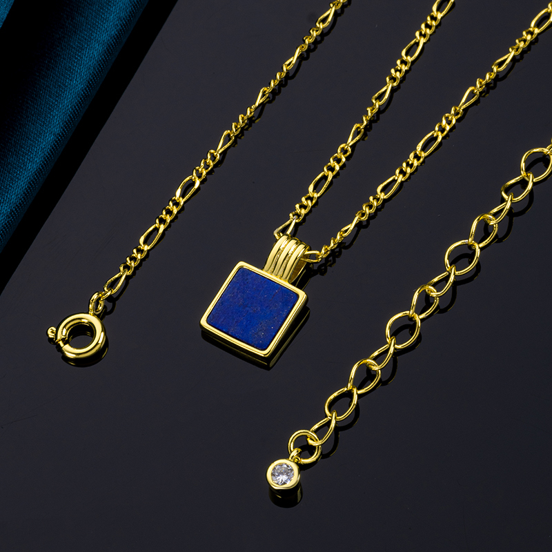  Celebrity Inspired Lapis Lazuli Square Necklace