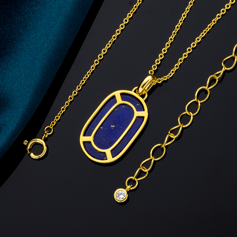 Minimalist Oval Lapis Lazuli Statement Necklace for Women