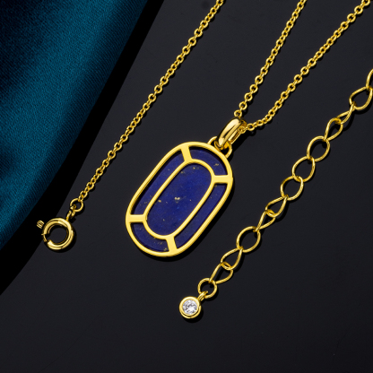 Minimalist Oval Lapis Lazuli Statement Necklace for Women