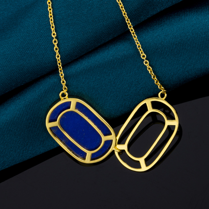 Natural Lapis Lazuli  & 18K Gold French Necklace