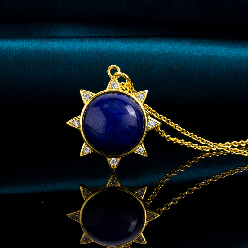 Antique European Lapis  Lazuli Star Necklace
