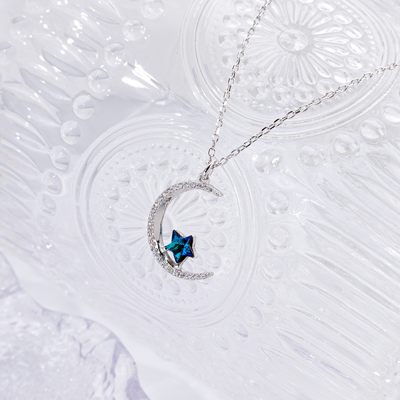 S925 Star Moon Necklace - Celestial Sterling Silver Jewelry
