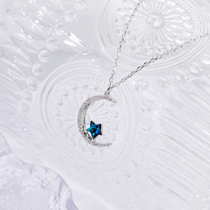 S925 Star Moon Necklace - Celestial Sterling Silver Jewelry