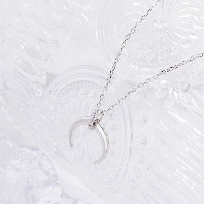 S925 Crescent Moon Necklace - Sterling Silver Women's Jewelry