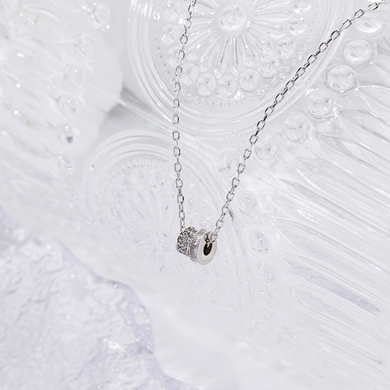 925 Sterling Silver Hoop Necklace - Crystal Circle Jewelry