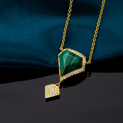 Euro Chic Triangular Malachite Pendant Necklace