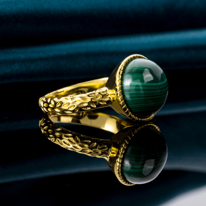 Classic Lava Texture Malachite Ring
