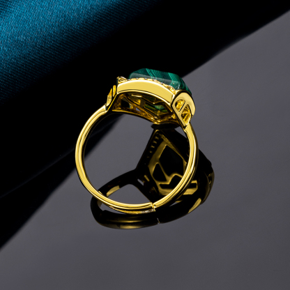 Chic Openable Natural Malachite Statement Jewelry